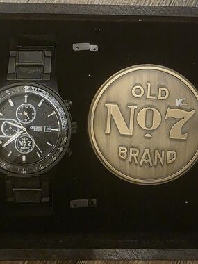 Old No.7 Black Men’s Metal Wrist Watch